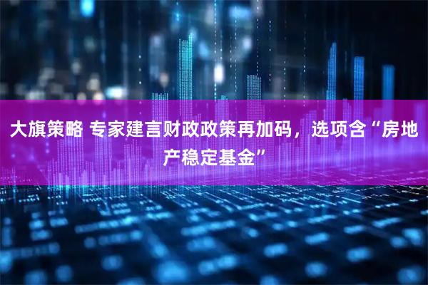 大旗策略 专家建言财政政策再加码，选项含“房地产稳定基金”