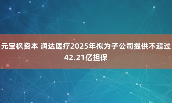 元宝枫资本 润达医疗2025年拟为子公司提供不超过42.21亿担保